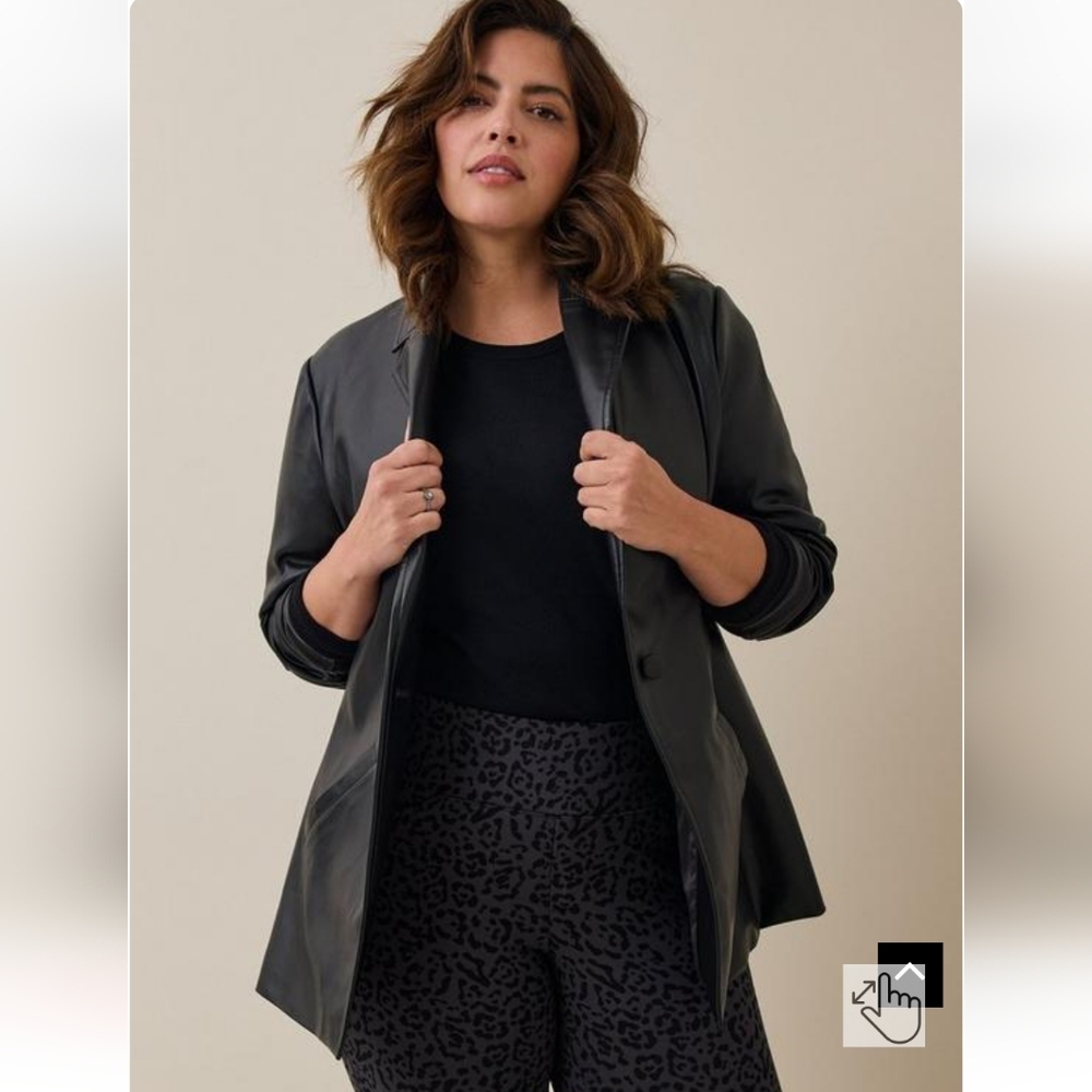 Torrid Faux Leather Long Line Blazer Size 3
